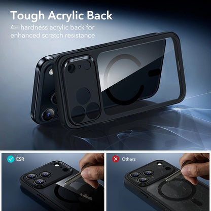 Coque MagSafe pour Apple iPhone 17 Pro Max, ESR, Classic Hybrid avec Protecteur d'Écran, Noire Transparente
