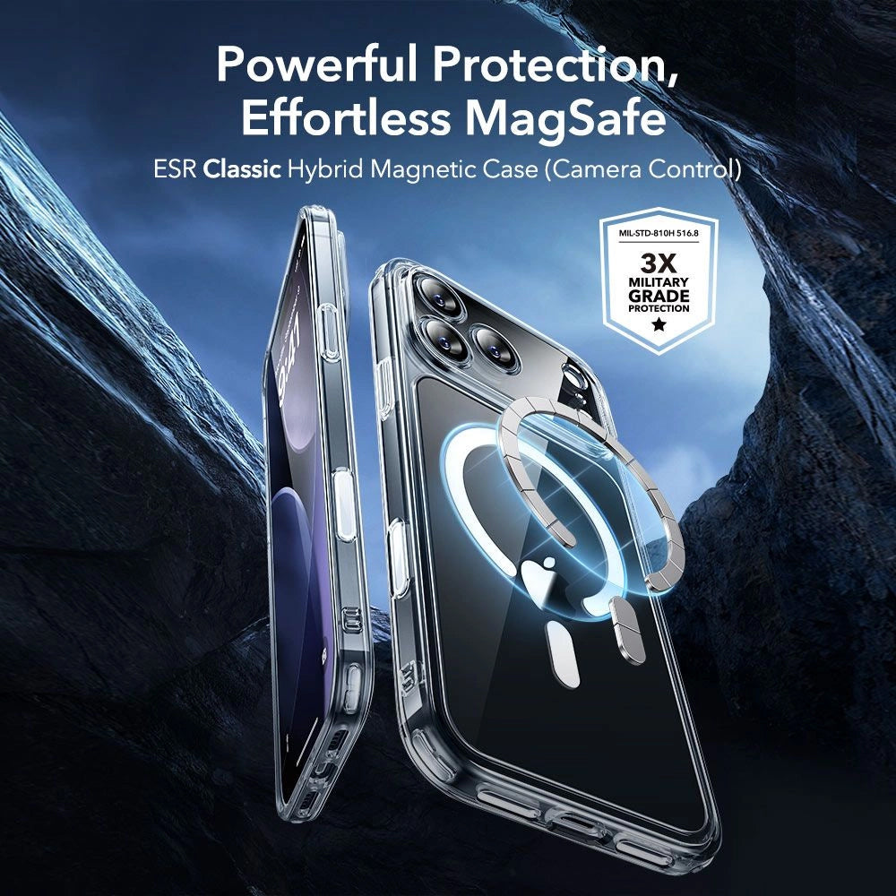 Coque MagSafe pour Apple iPhone 17 Pro Max, ESR, Classic Hybrid avec Protecteur d'Écran, Transparente