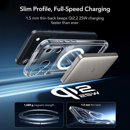 Coque MagSafe pour Apple iPhone 17 Pro Max, ESR, Classic Hybrid avec Protecteur d'Écran, Transparente