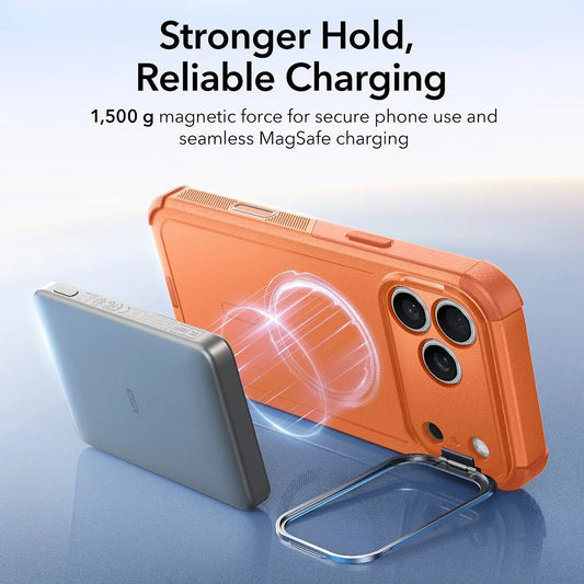 MagSafe Hülle für Apple iPhone 17 Pro Max, ESR, Cyber Armor Kickstand, Orange