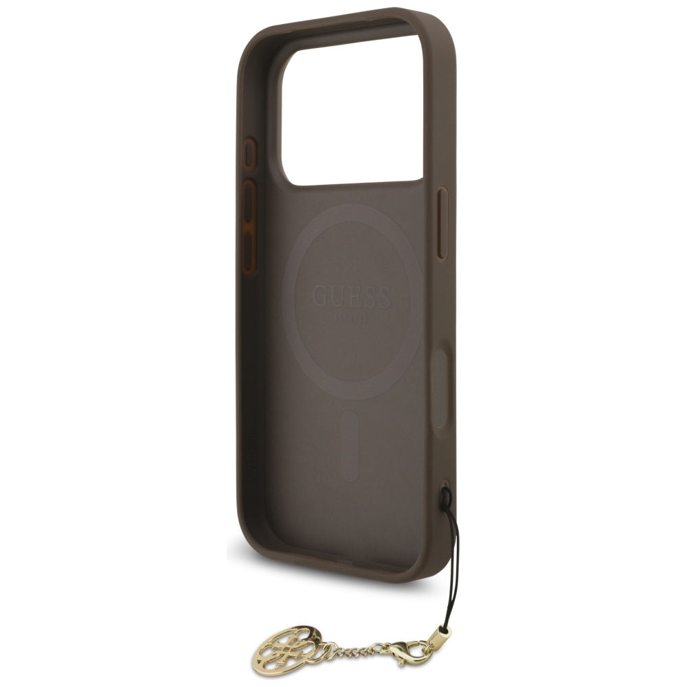 MagSafe Hülle für Apple iPhone 17 Pro Max, Guess, 4G Charm Cradle, Braun