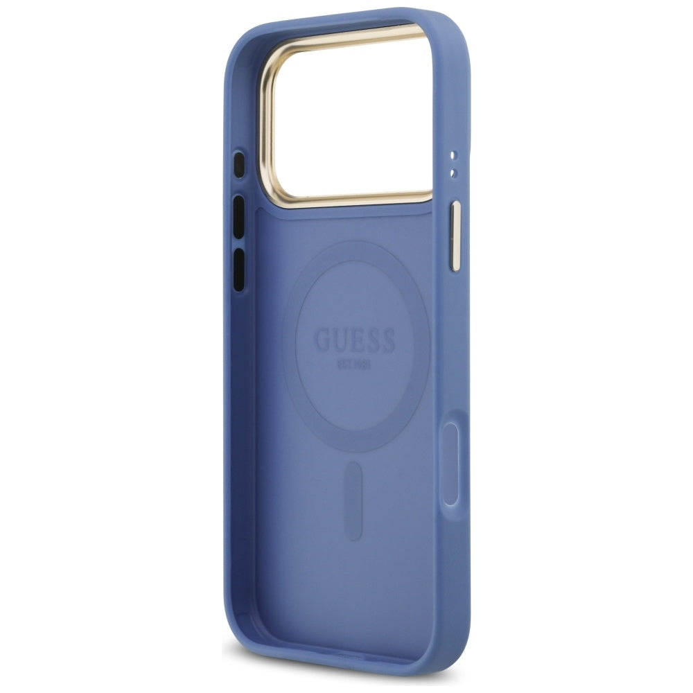 Coque MagSafe pour Apple iPhone 17 Pro Max, Guess, 4G Classic, Bleue