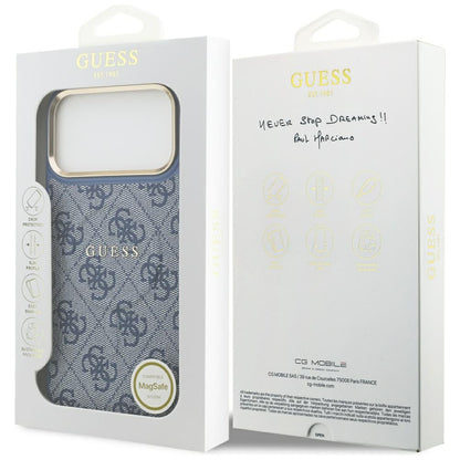 Coque MagSafe pour Apple iPhone 17 Pro Max, Guess, 4G Classic, Bleue