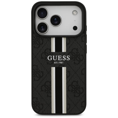 MagSafe Hülle für Apple iPhone 17 Pro Max, Guess, 4G Printed Stripes, Schwarz