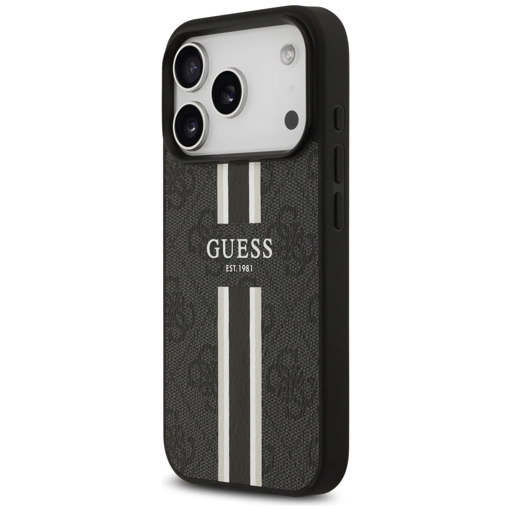 MagSafe Hülle für Apple iPhone 17 Pro Max, Guess, 4G Printed Stripes, Schwarz