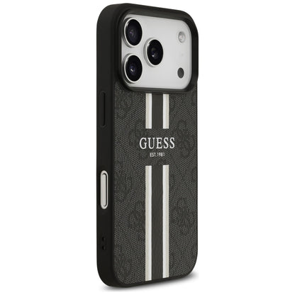 MagSafe Hülle für Apple iPhone 17 Pro Max, Guess, 4G Printed Stripes, Schwarz