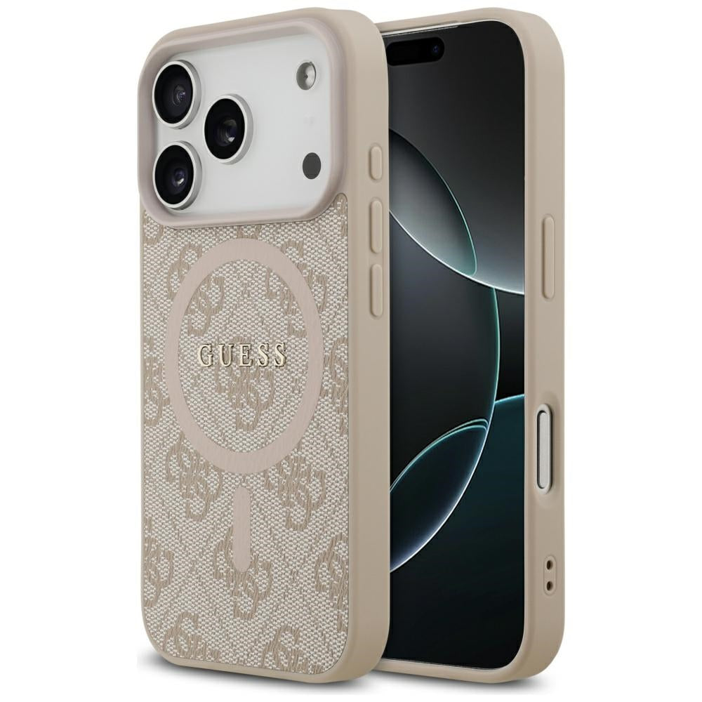 Coque MagSafe pour Apple iPhone 17 Pro Max, Guess, 4G Ring Classic Logo, Rose