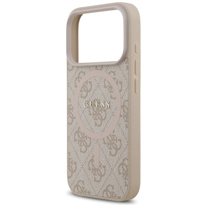 Coque MagSafe pour Apple iPhone 17 Pro Max, Guess, 4G Ring Classic Logo, Rose