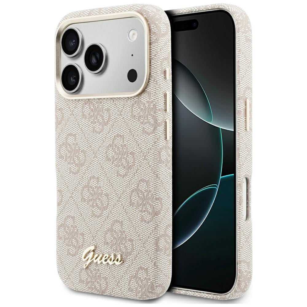 Coque MagSafe pour Apple iPhone 17 Pro Max, Guess, Logo Script 4G, Rose