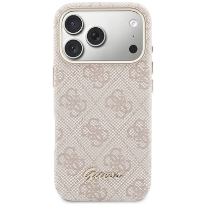 Coque MagSafe pour Apple iPhone 17 Pro Max, Guess, Logo Script 4G, Rose