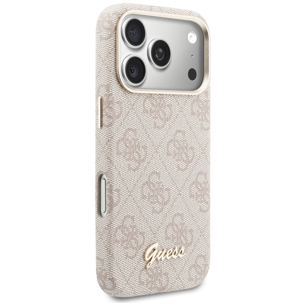 Coque MagSafe pour Apple iPhone 17 Pro Max, Guess, Logo Script 4G, Rose