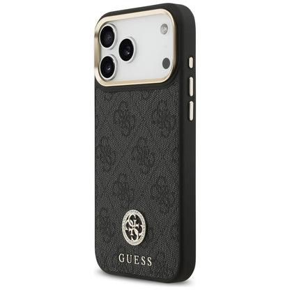 MagSafe Case for Apple iPhone 17 Pro Max, Guess, 4G Strass Logo with Big Strap, Black