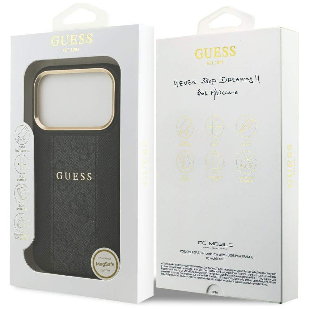Coque MagSafe pour Apple iPhone 17 Pro Max, Guess, 4G Stripe, Noire