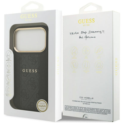 Coque MagSafe pour Apple iPhone 17 Pro Max, Guess, 4G Stripe, Noire