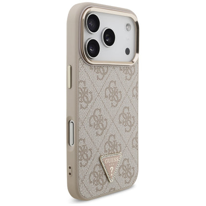 Étui MagSafe pour Apple iPhone 17 Pro Max, Guess, logo Triangle 4G, Rose Doré