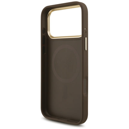 MagSafe Case for Apple iPhone 17 Pro Max, Guess, 4G Triangle Logo with Big Strap, Brown