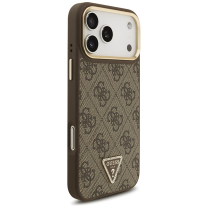 MagSafe Case for Apple iPhone 17 Pro Max, Guess, 4G Triangle Logo with Big Strap, Brown