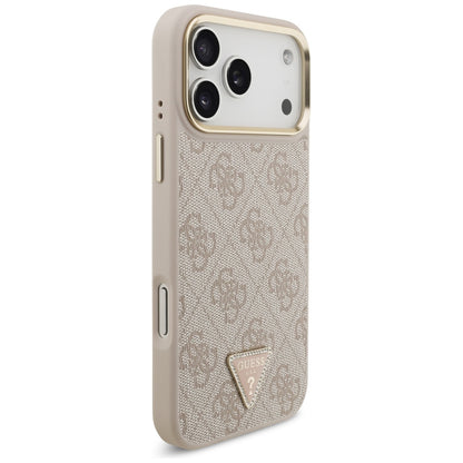 MagSafe Hülle für Apple iPhone 17 Pro Max, Guess, 4G Triangle Logo mit großem Riemen, Rosa