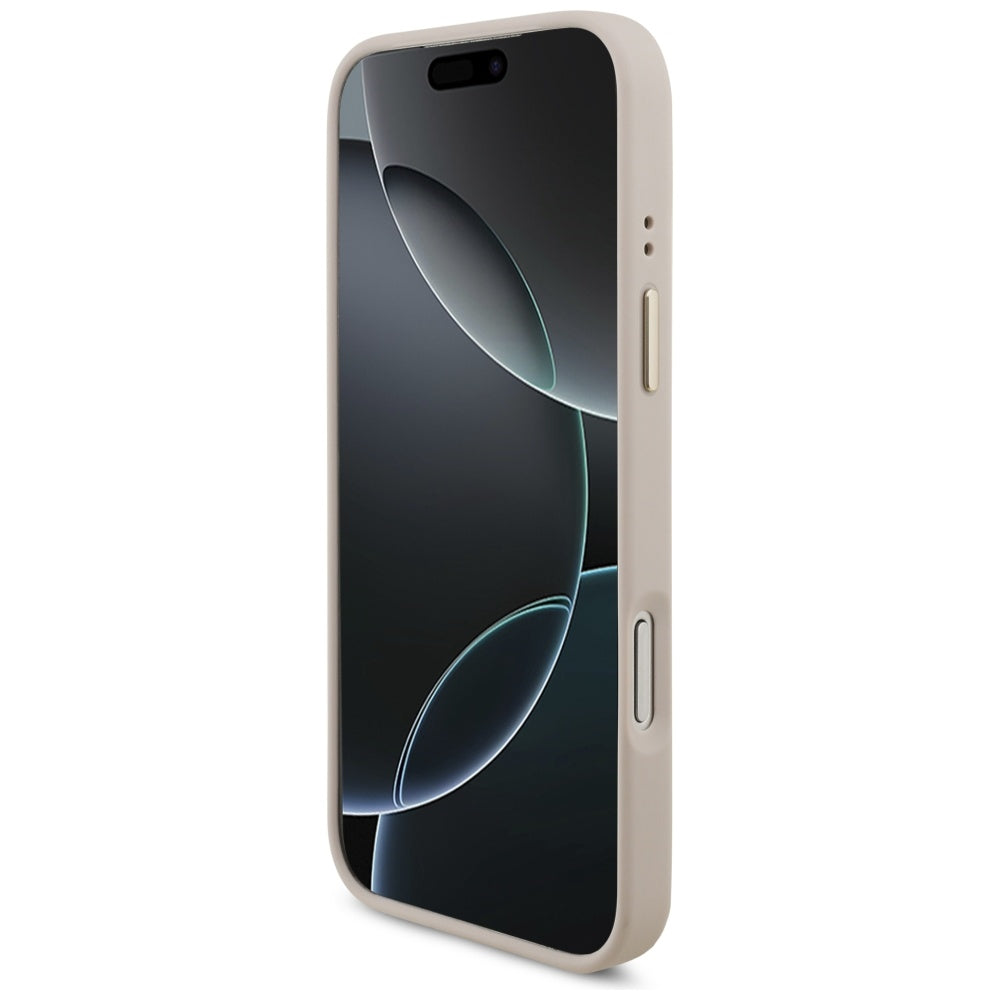 MagSafe Hülle für Apple iPhone 17 Pro Max, Guess, 4G Triangle Logo mit großem Riemen, Rosa