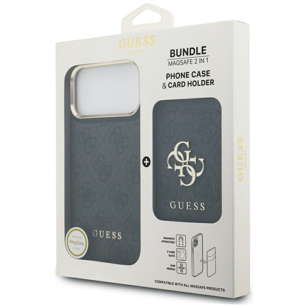 Coque MagSafe pour Apple iPhone 17 Pro Max, Guess, Emplacement pour carte 4G, Noire