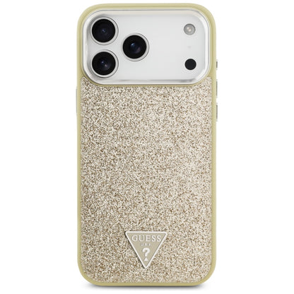 MagSafe Case for Apple iPhone 17 Pro Max, Guess, Glitter Triangle Logo, Gold