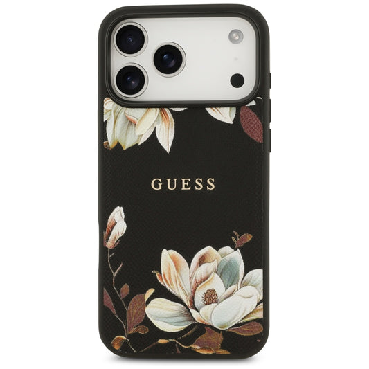 Étui MagSafe pour Apple iPhone 17 Pro Max, Guess, Grained Flowers, Noir