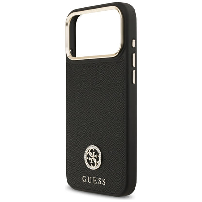 Étui MagSafe pour Apple iPhone 17 Pro Max, Guess, Logo Strass Grainé, Noir