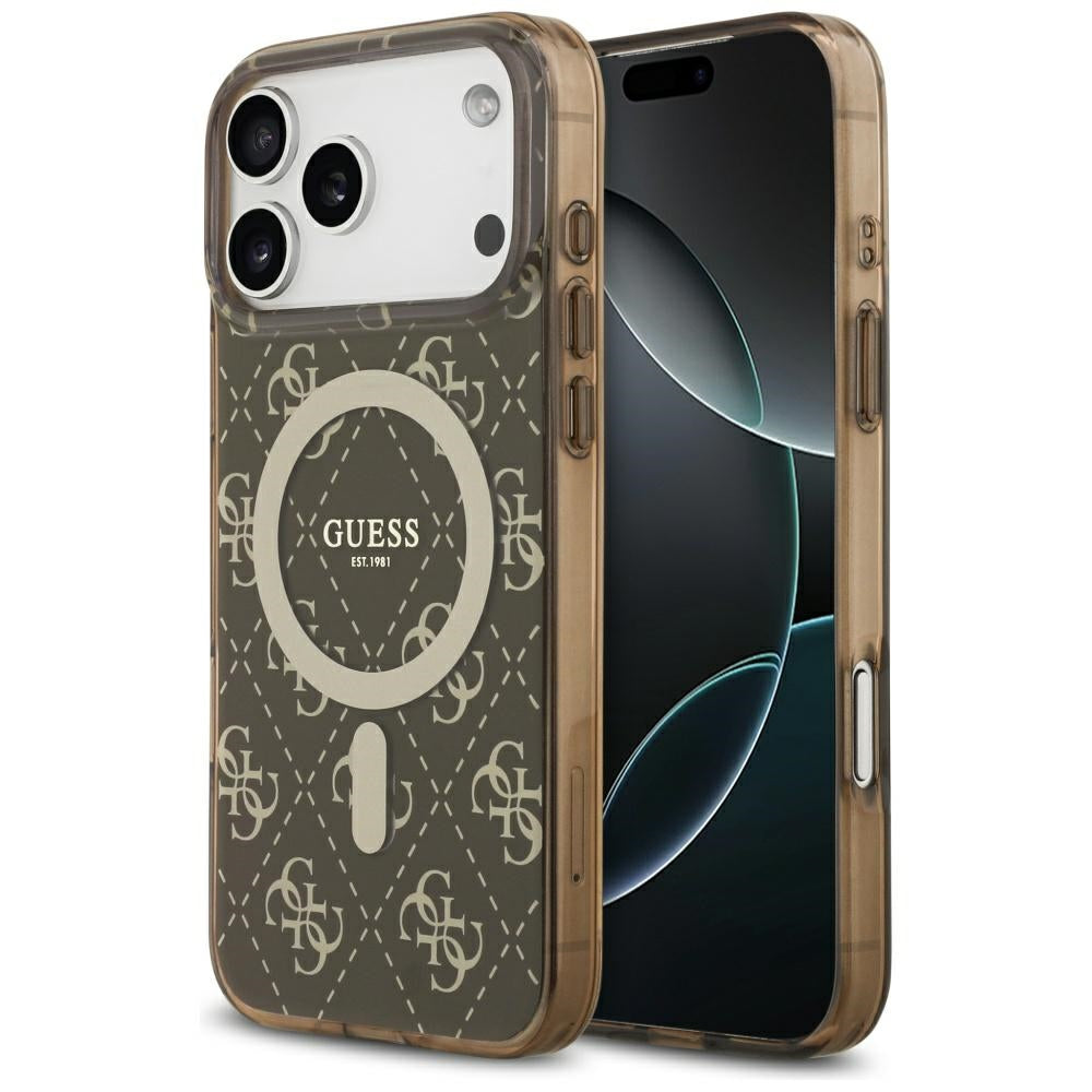 Étui MagSafe pour Apple iPhone 17 Pro Max, Guess, IML 4G Background, Marron