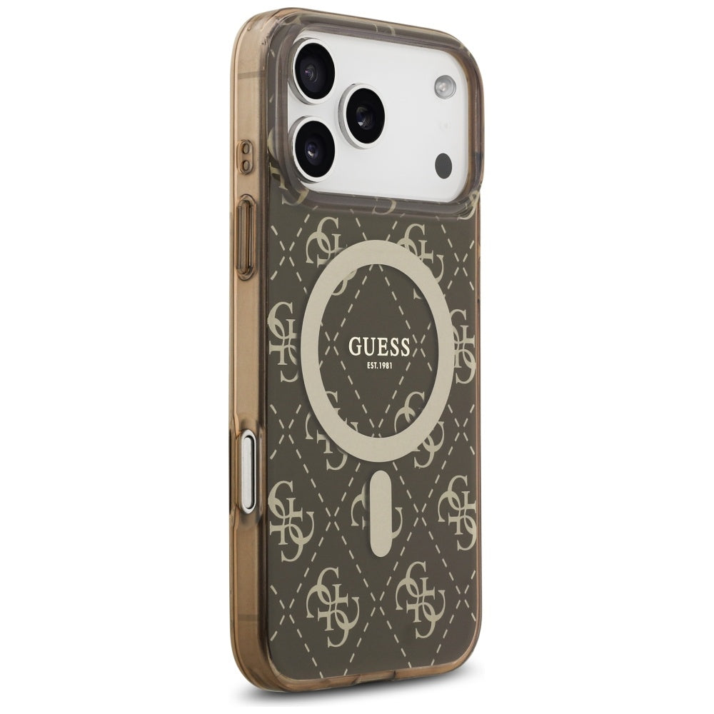 Étui MagSafe pour Apple iPhone 17 Pro Max, Guess, IML 4G Background, Marron