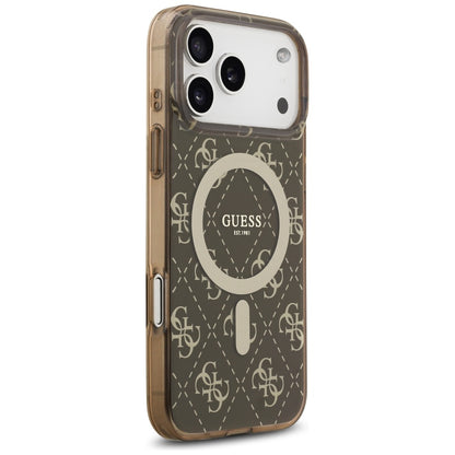 Étui MagSafe pour Apple iPhone 17 Pro Max, Guess, IML 4G Background, Marron
