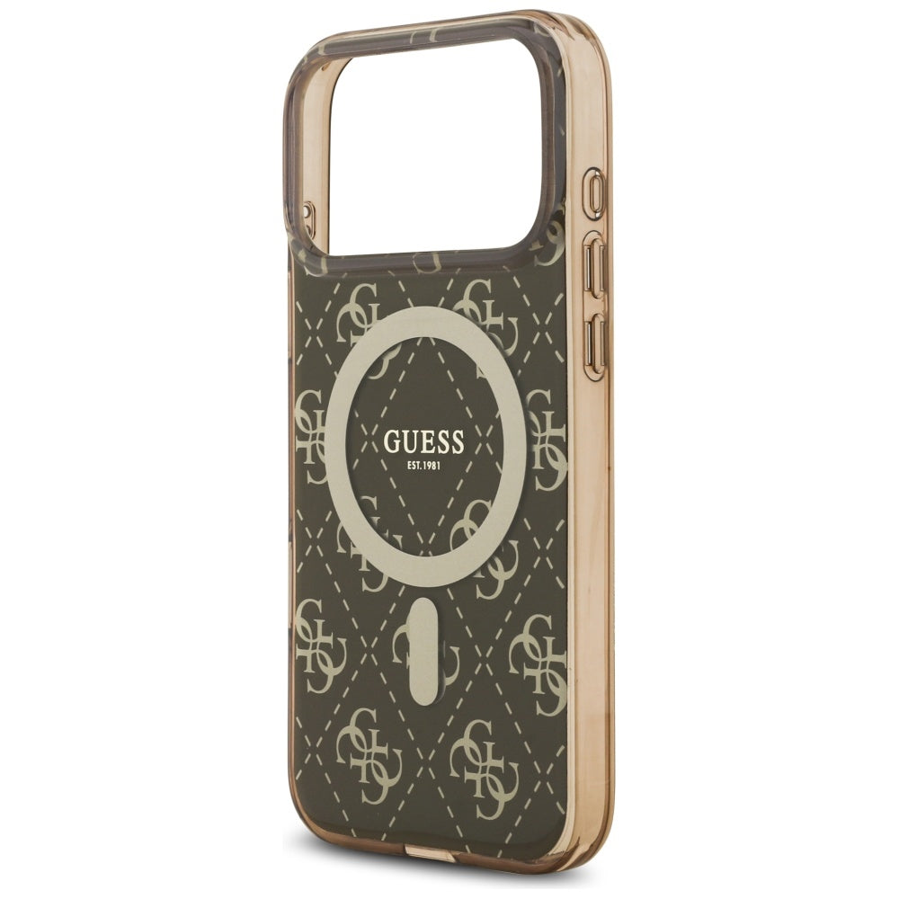 Étui MagSafe pour Apple iPhone 17 Pro Max, Guess, IML 4G Background, Marron