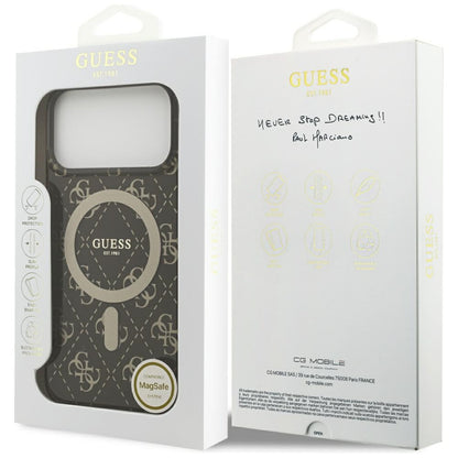 Étui MagSafe pour Apple iPhone 17 Pro Max, Guess, IML 4G Background, Marron