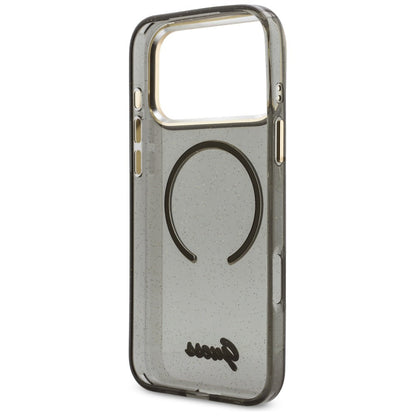 MagSafe Case for Apple iPhone 17 Pro Max, Guess, IML Glitter Script Strap, Black