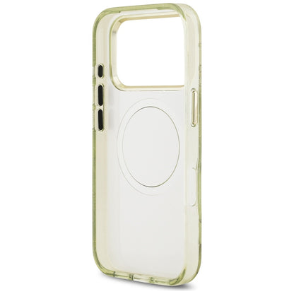 Étui MagSafe pour Apple iPhone 17 Pro Max, Guess, IML Metal Glitter Flowers Triangle, Vert