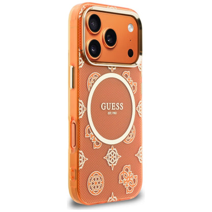 MagSafe Hülle für Apple iPhone 17 Pro Max, Guess, IML Peony Dot, Orange