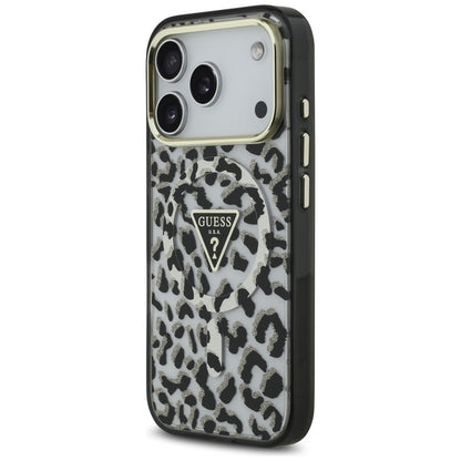 Étui MagSafe pour Apple iPhone 17 Pro Max, Guess, Leopard Glitter, Noir