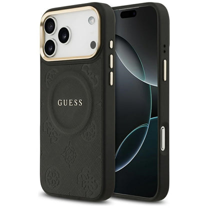 Coque MagSafe pour Apple iPhone 17 Pro Max, Guess, Peony Hot Stamp, Noire