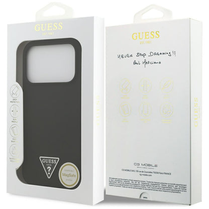 Étui MagSafe pour Apple iPhone 17 Pro Max, Guess, Logo Triangle, Noir