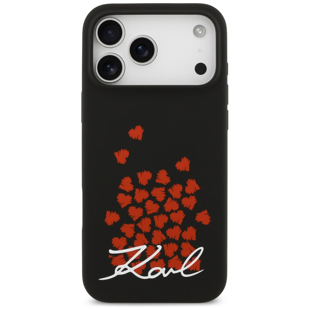 Étui MagSafe pour Apple iPhone 17 Pro Max, Karl Lagerfeld, logo Heart Sign, Noir