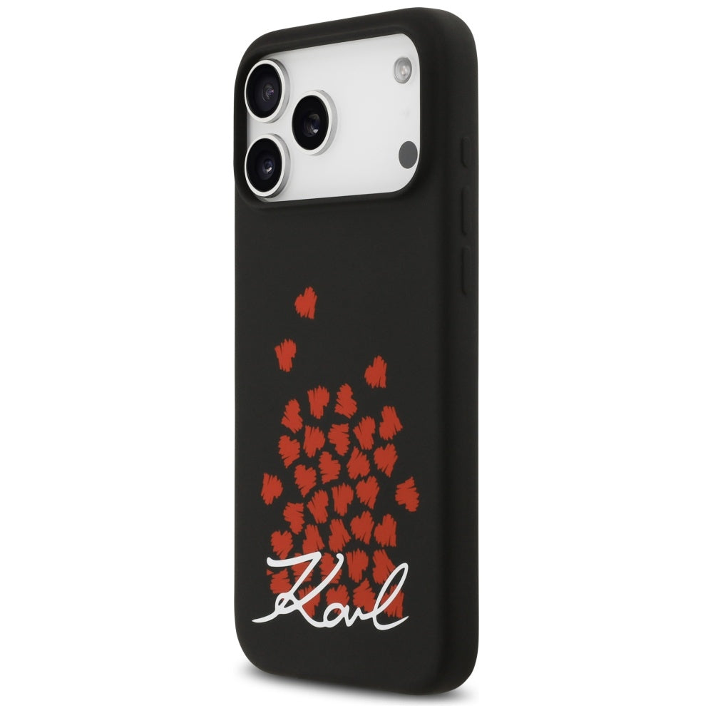 Étui MagSafe pour Apple iPhone 17 Pro Max, Karl Lagerfeld, logo Heart Sign, Noir