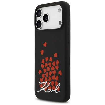Étui MagSafe pour Apple iPhone 17 Pro Max, Karl Lagerfeld, logo Heart Sign, Noir