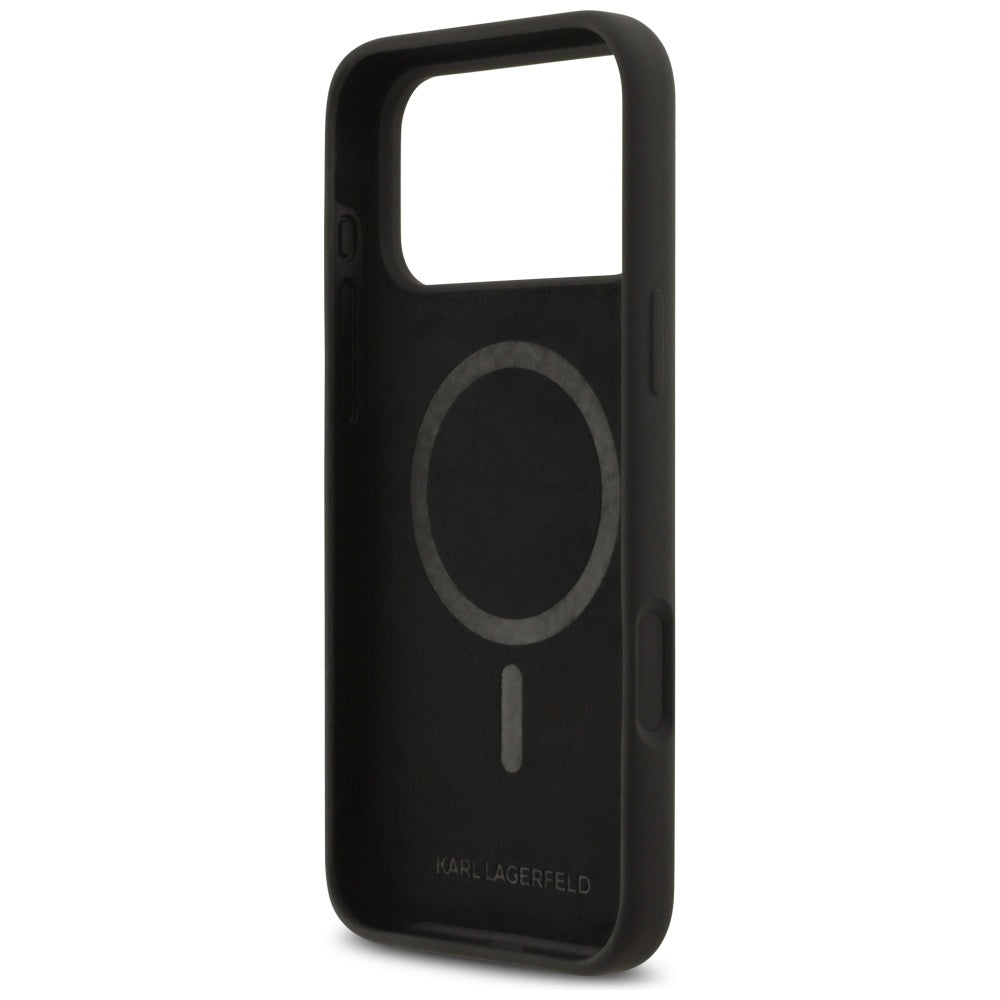 Étui MagSafe pour Apple iPhone 17 Pro Max, Karl Lagerfeld, logo Heart Sign, Noir