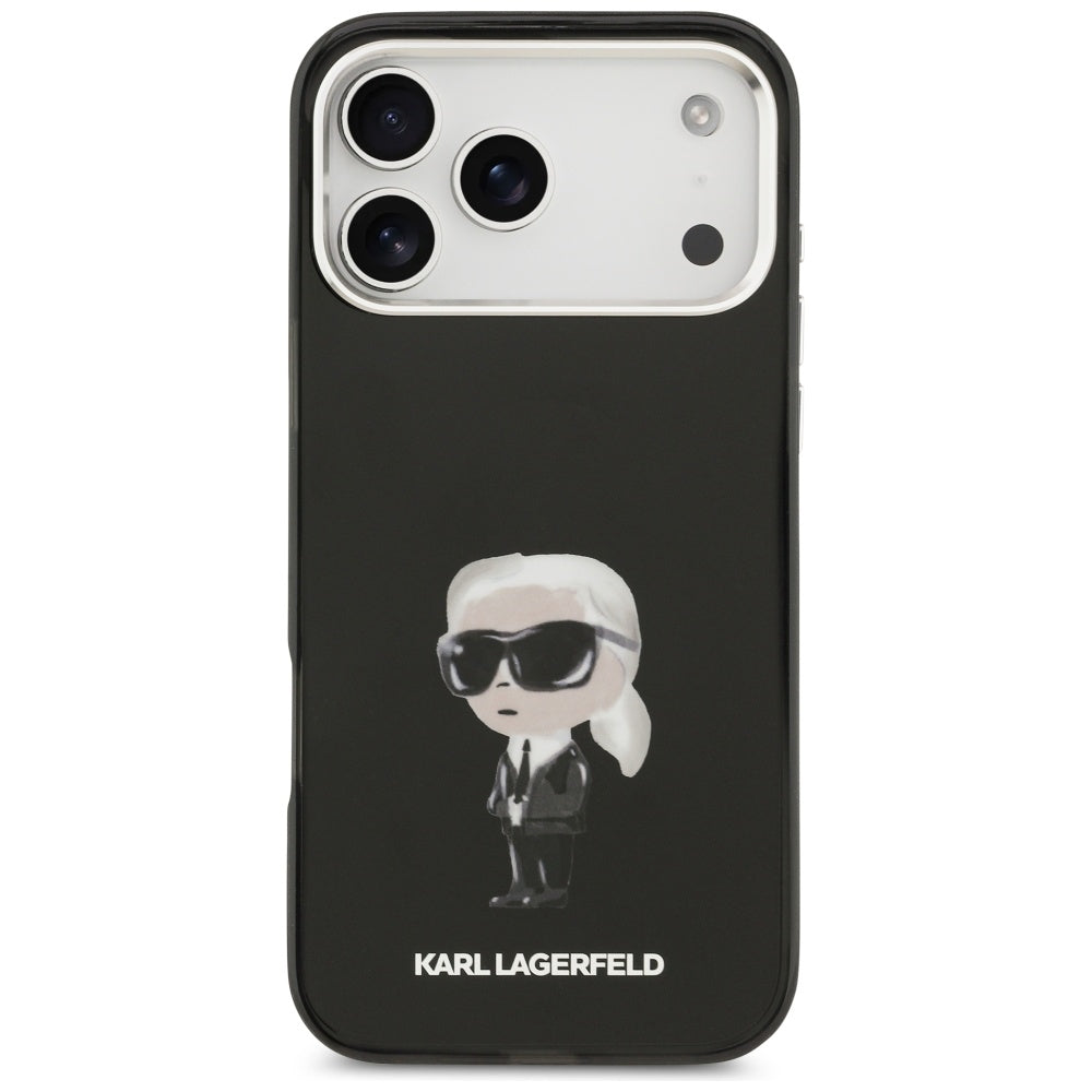 Housse MagSafe pour Apple iPhone 17 Pro Max, Karl Lagerfeld, IML Aquarelle Karl Ikonik, Noire