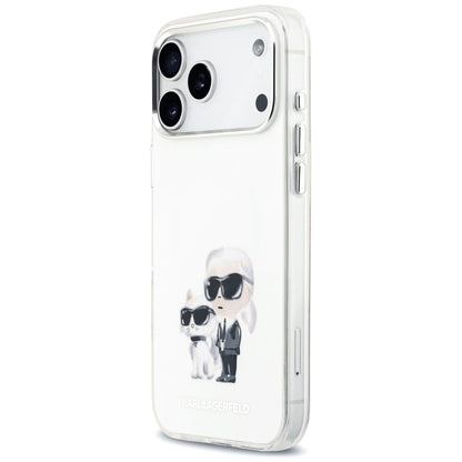 Étui MagSafe pour Apple iPhone 17 Pro Max, Karl Lagerfeld, IML Aquarelle Logo Karl & Choupette, Blanc