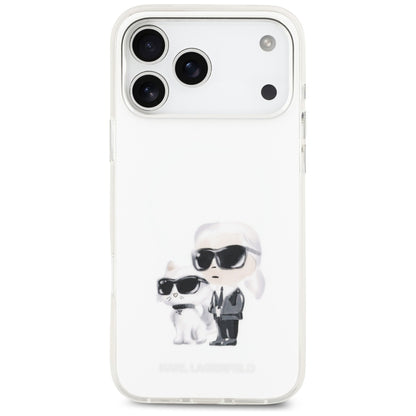 Étui MagSafe pour Apple iPhone 17 Pro Max, Karl Lagerfeld, IML Aquarelle Logo Karl & Choupette, Blanc