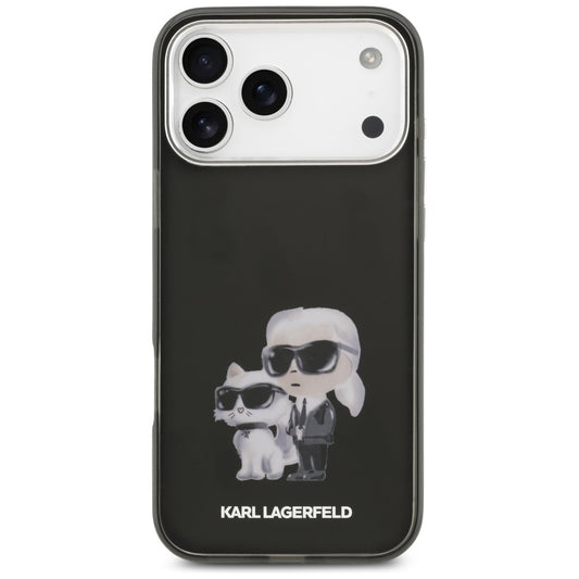 MagSafe Hülle für Apple iPhone 17 Pro Max, Karl Lagerfeld, IML Aquarelle Logo Karl & Choupette, Schwarz