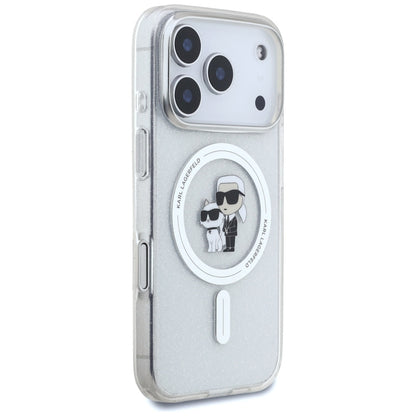 MagSafe Hülle für Apple iPhone 17 Pro Max, Karl Lagerfeld, IML Glitter Karl & Choupette, Transparent