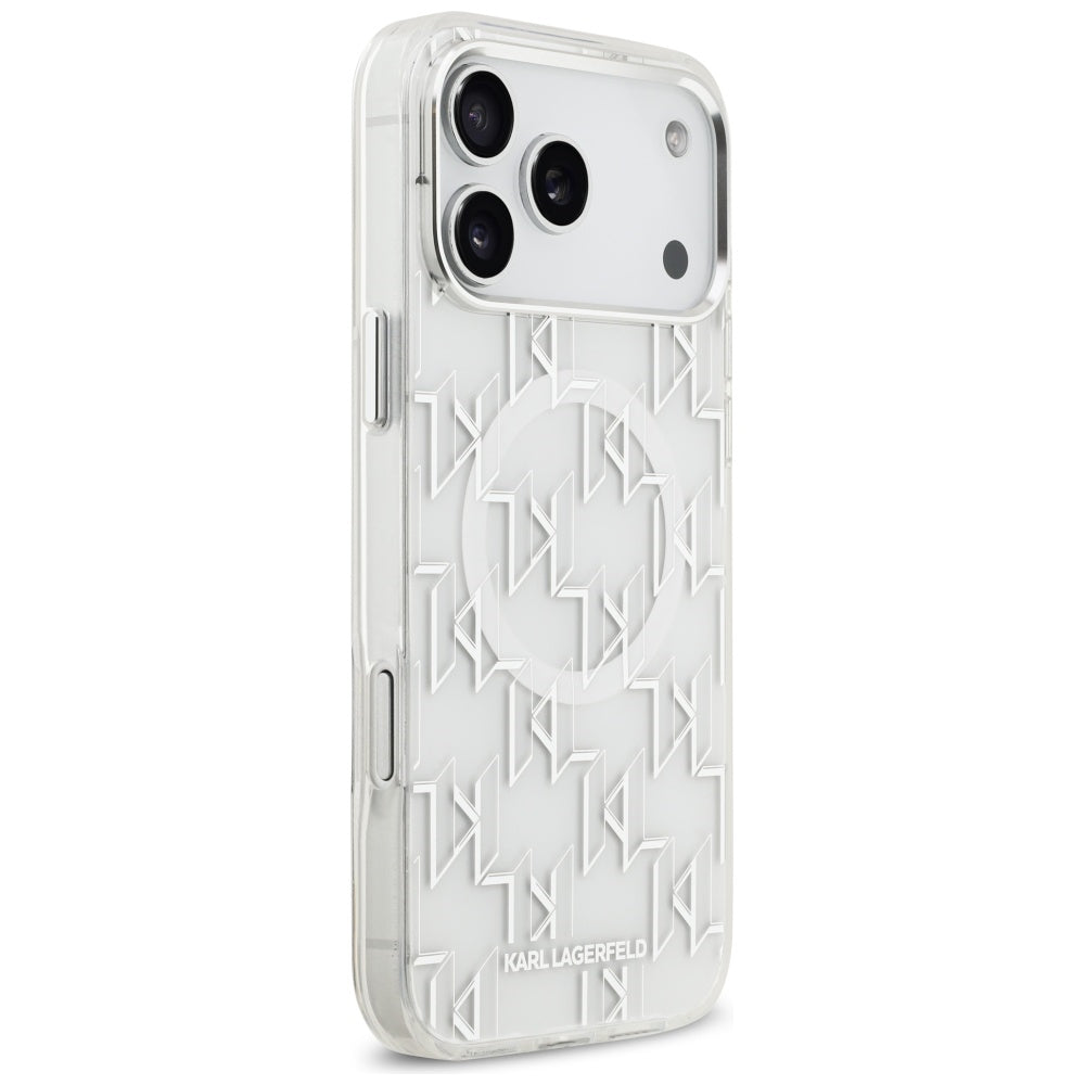 MagSafe Case for Apple iPhone 17 Pro Max, Karl Lagerfeld, IML KL Monogram, White