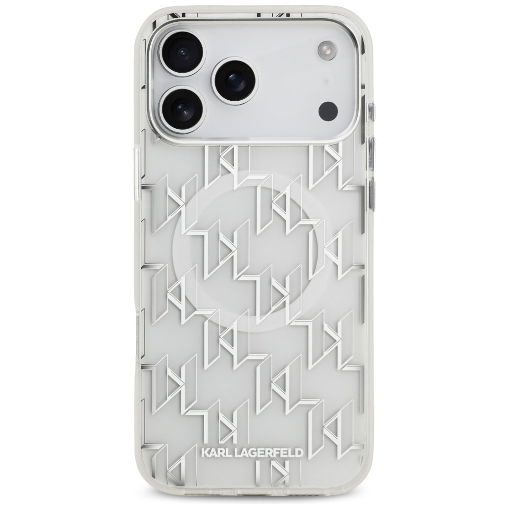 MagSafe Case for Apple iPhone 17 Pro Max, Karl Lagerfeld, IML KL Monogram, White