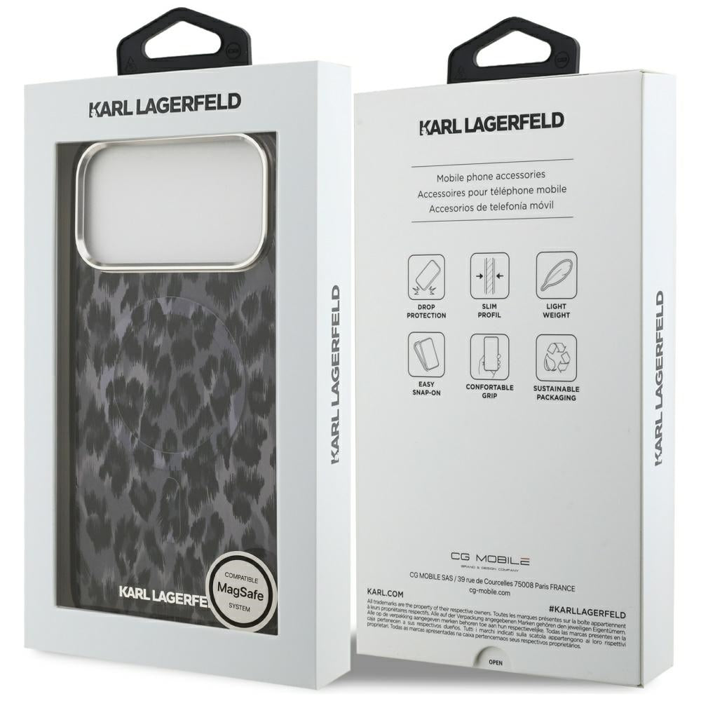 MagSafe Case for Apple iPhone 17 Pro Max, Karl Lagerfeld, IML Leopard Pattern, Black